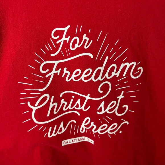 Freedom Christ Set Us Free Jesus T Shirt Medium M Red Graphic Tee - Picture 12 of 12